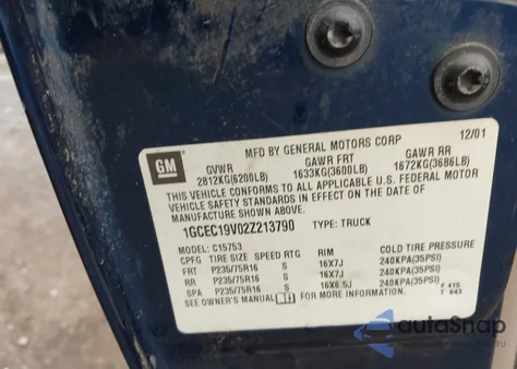 2002 Chevrolet Silverado 1500 Ls z USA, uszkodzony, nr VIN 1GCEC19V02Z213790